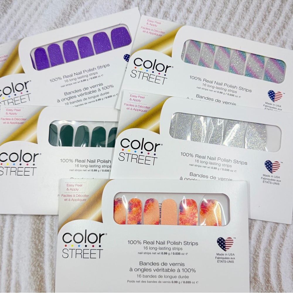 Color Street Nail Polish Strip Bundle Glitter Green Floral Purple Silver BNIB